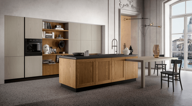 cucina con isola e tavolo integrato Asia1 Factory di Arredo3 cucina con isola e tavolo integrato Asia1 Factory di Arredo3