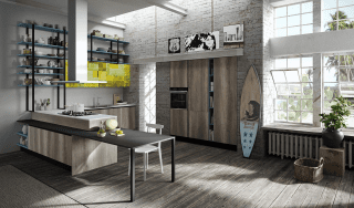 cucina con penisola che unisce zona cottura e pranzo Mia di Aran Cucine cucina con penisola che unisce zona cottura e pranzo Mia di Aran Cucine