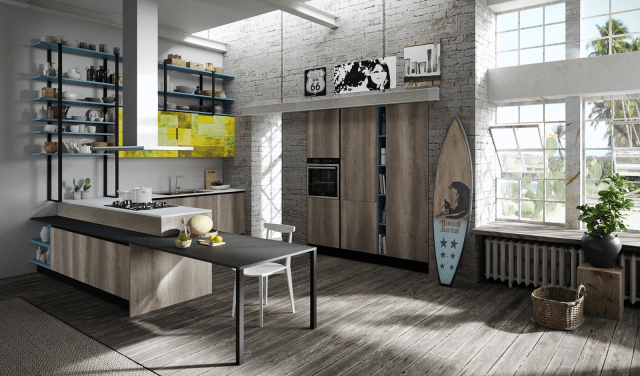 cucina con penisola che unisce zona cottura e pranzo Mia di Aran Cucine cucina con penisola che unisce zona cottura e pranzo Mia di Aran Cucine
