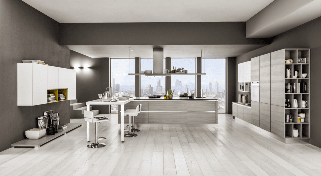 cucina con isola centrale in laminato effetto frassino colore Grigio e Gesso Mango di Arrex Le Cucine cucina con isola centrale in laminato effetto frassino colore Grigio e Gesso Mango di Arrex Le Cucine