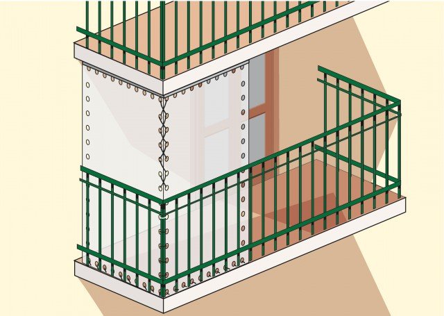 Le protezioni devono essere previste sia sulla parte frontale del terrazzo che su quella laterale se questi sporge oltre il filo di facciata Le protezioni devono essere previste sia sulla parte frontale del terrazzo che su quella laterale se questi sporge oltre il filo di facciata