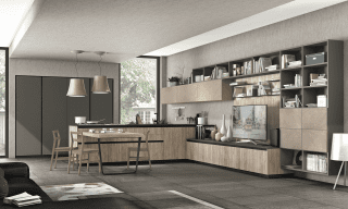 cucina con grande penisola che collega la zona cucina con il living Immagina Lux di Cucine Lube cucina con grande penisola che collega la zona cucina con il living Immagina Lux di Cucine Lube