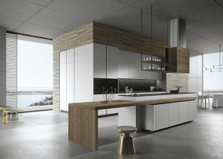 cucina laccata opaco grigio con isola centrale Look di Snaidero cucina laccata opaco grigio con isola centrale Look di Snaidero