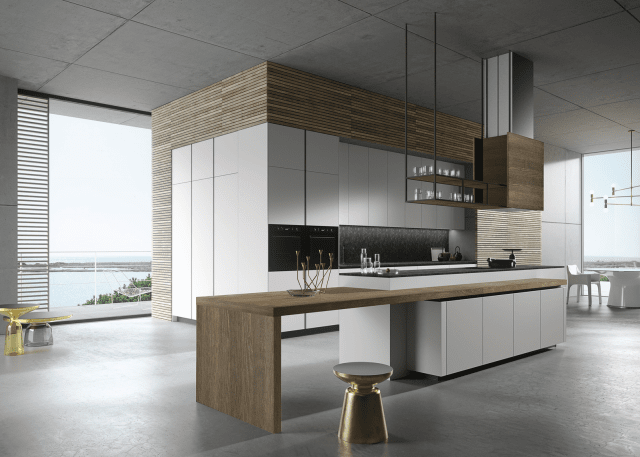 cucina laccata opaco grigio con isola centrale Look di Snaidero cucina laccata opaco grigio con isola centrale Look di Snaidero