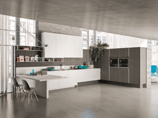 cucina con penisola tavolo Way di Snaidero cucina con penisola tavolo Way di Snaidero
