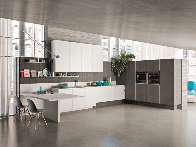 cucina con penisola tavolo Way di Snaidero cucina con penisola tavolo Way di Snaidero