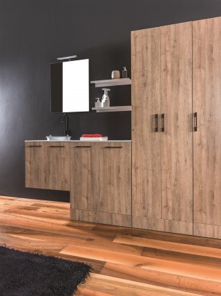 mobile lavabo sospeso in finitura Rovere Lux per inserimento lavatrice Totus 55 di Xilon mobile lavabo sospeso in finitura Rovere Lux per inserimento lavatrice Totus 55 di Xilon