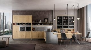 cucine con vetrina urban style aperta sul soggiorno Asia Factory di Arredo3 cucine con vetrina urban style aperta sul soggiorno Asia Factory di Arredo3