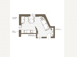 Parete diagonale in soggiorno