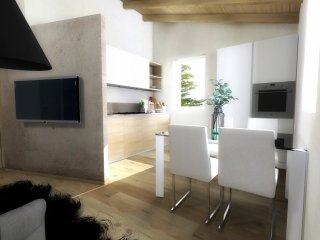 Parete diagonale in soggiorno