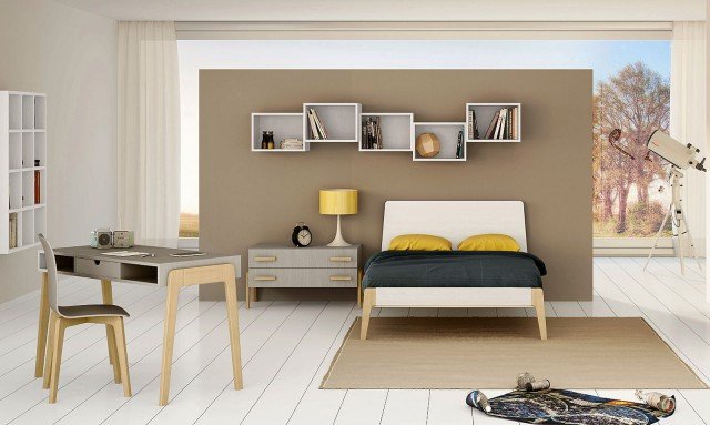 con letto a una piazza e mezza, stile anni cinquanta Cameretta 5 linea Clip di Faer con letto a una piazza e mezza, stile anni cinquanta Cameretta 5 linea Clip di Faer