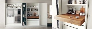 armadi cucina bianca Foodshelf di Scavolini, con ante a scomparsa armadi cucina bianca Foodshelf di Scavolini, con ante a scomparsa