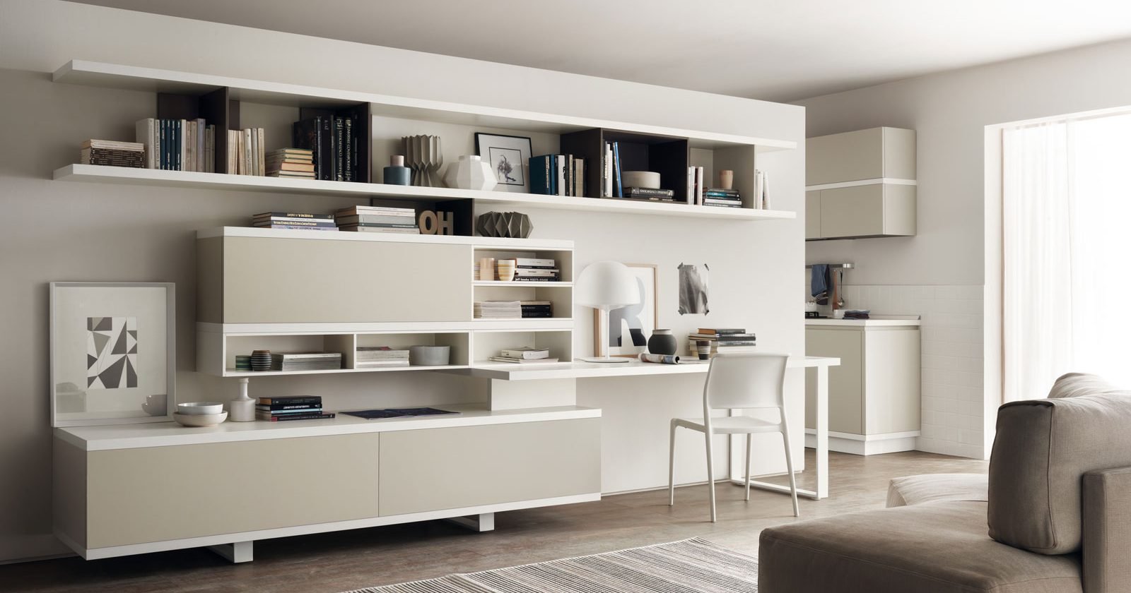 Angolo studio in soggiorno: integrato nella libreria o in un mobile ... Living mobili soggiorno
