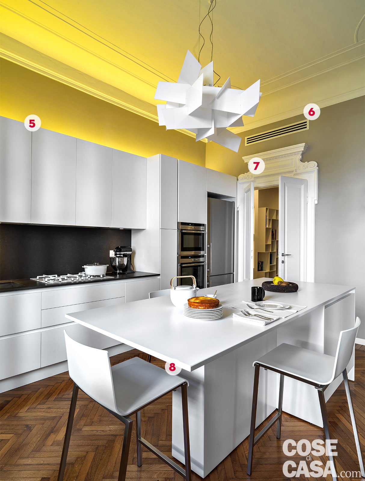 140 mq: una casa con pavimenti originari in parquet e marmette primo ... Pavimenti per cucina e soggiorno