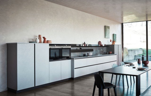 cucina in melaminico con ante sagomate senza maniglie Maxima 2.2 di Cesar cucina in melaminico con ante sagomate senza maniglie Maxima 2.2 di Cesar