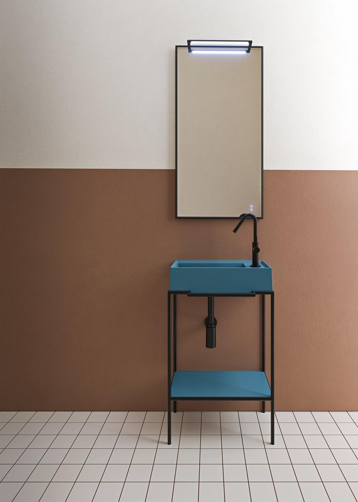 È in geablu color blu oceano il lavamani Animè di Arblu con telaio System completo di ripiano con portasalviette frontale. Il lavamani misura L 50 x P 28 cm. Il telaio è alto 86 cm. Prezzo, Iva esclusa, di lavamani e telaio 1.127 euro; prezzo dell’accessorio opzionale portasalviette frontale, Iva esclusa, 49 euro. www.arblu.it È in geablu color blu oceano il lavamani Animè di Arblu con telaio System completo di ripiano con portasalviette frontale. Il lavamani misura L 50 x P 28 cm. Il telaio è alto 86 cm. Prezzo, Iva esclusa, di lavamani e telaio 1.127 euro; prezzo dell’accessorio opzionale portasalviette frontale, Iva esclusa, 49 euro. www.arblu.it