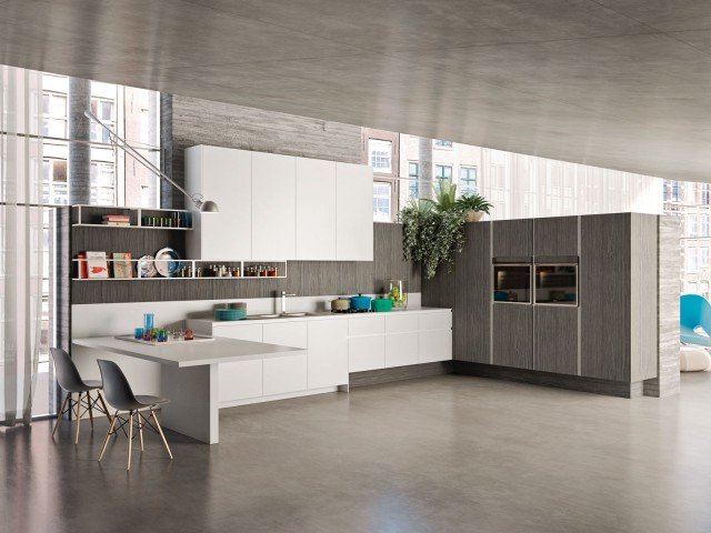 cucina in melaminico con zoccolo effetto sospeso Way di Snaidero cucina in melaminico con zoccolo effetto sospeso Way di Snaidero