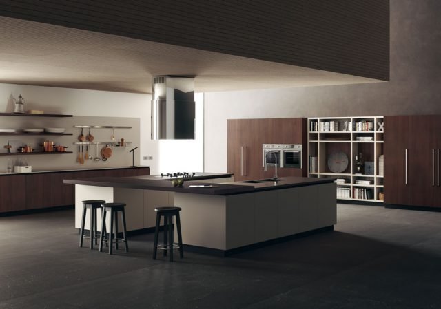 cucina con ante in laccato opaco Tortora e gola nera MatSel Liberamente di Scavolini cucina con ante in laccato opaco Tortora e gola nera MatSel Liberamente di Scavolini