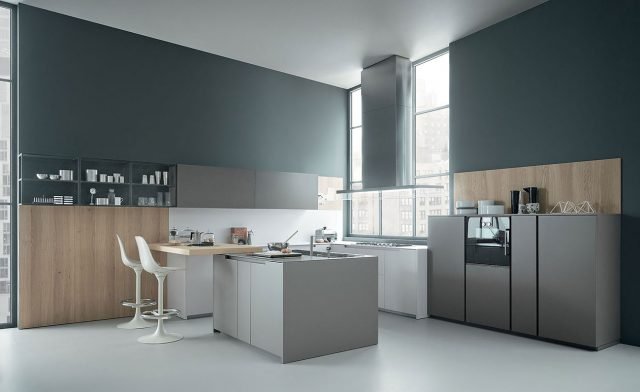 cucina con ante in laccato senza maniglie matt talco e polvere Fifty di Zampieri Cucine cucina con ante in laccato senza maniglie matt talco e polvere Fifty di Zampieri Cucine