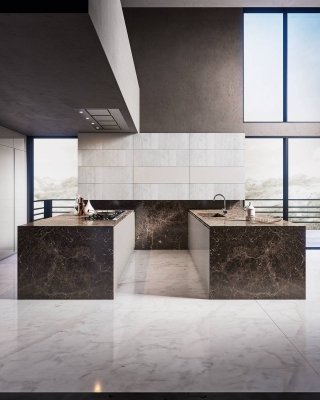 cucina con due penisole parallele Volumia di Febal Casa cucina con due penisole parallele Volumia di Febal Casa