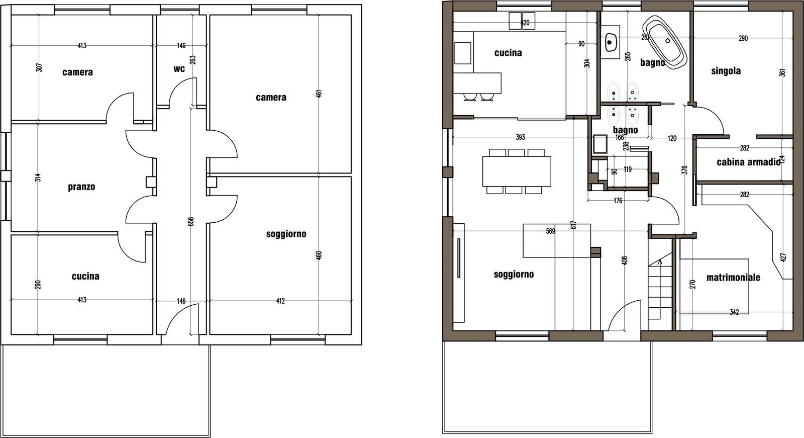 Eliminare il corridoio e cambiare schema distributivo: 100 mq ... Ristrutturare casa 100 mq