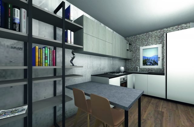 cucina in 3d render colore a contrasto pareti e ante cucina in 3d render colore a contrasto pareti e ante