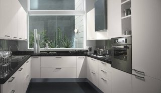 cucina a golfo Urban di Scavolini bianca cucina a golfo Urban di Scavolini bianca
