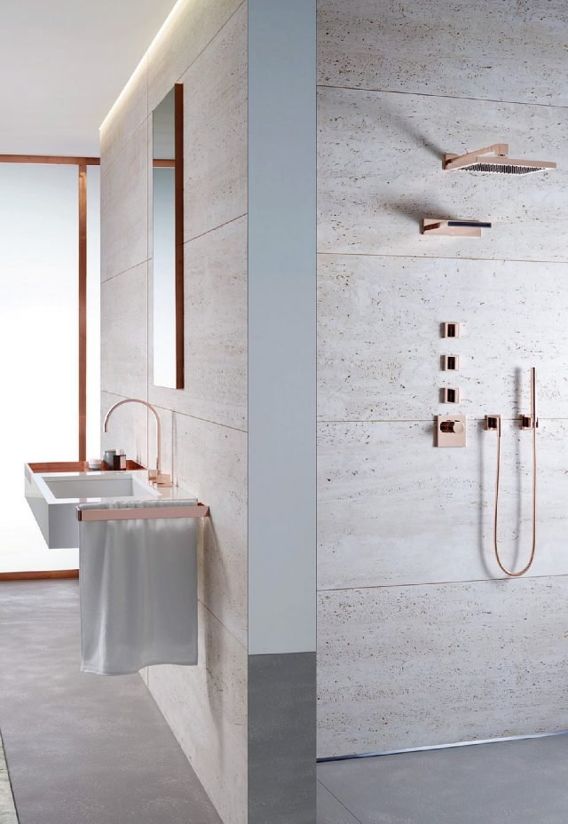 rubinetteria per il bagno Mem di Dornbracht in finitura Cyprum oro rosa rubinetteria per il bagno Mem di Dornbracht in finitura Cyprum oro rosa