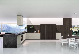 cucina a “L” aperta sul soggiorno Way di Snaidero cucina a “L” aperta sul soggiorno Way di Snaidero