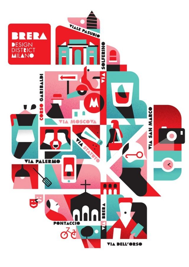 La mappa di Brera Design Disrict disegnata da Stefano Marra, giovane graphic designer e illustratore. La mappa di Brera Design Disrict disegnata da Stefano Marra, giovane graphic designer e illustratore.