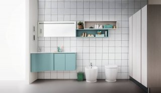 Programma arredobagno Lapis di Birex in legno laccato grigio Garda opaco per bagno piccolo Programma arredobagno Lapis di Birex in legno laccato grigio Garda opaco per bagno piccolo