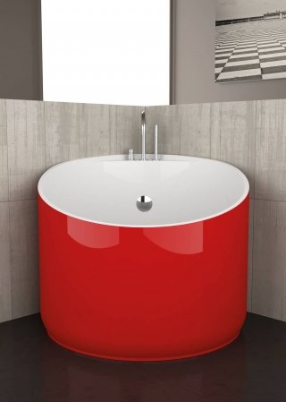 Vasca Mini, design Marco Pisati di Glass Design Italy in BI-mat rosso per bagno piccolo Vasca Mini, design Marco Pisati di Glass Design Italy in BI-mat rosso per bagno piccolo