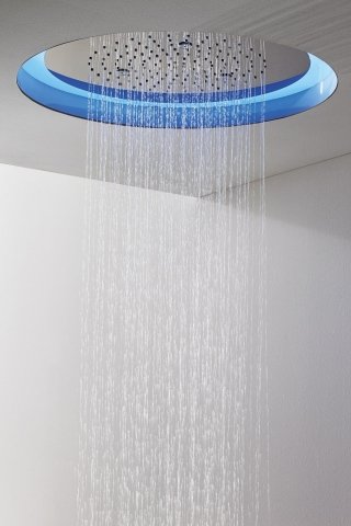 soffione tondo da incasso Aqua Sense di Graff in acciaio inox con led e getto a pioggia soffione tondo da incasso Aqua Sense di Graff in acciaio inox con led e getto a pioggia
