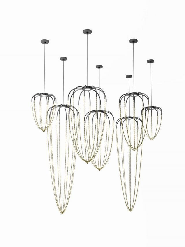 Alysoid di Axo Light è la nuova lampada a sospensione, design Ryosuke Fukusada, formata da una montatura con Led integrato nella finitura antracite da cui pendono preziose catenine, composte da piccoli elementi sferici nella finitura ottone naturale, che danno vita al diffusore fatto di aria e di luce. É realizzata in alluminio lavorato a mano, è disponibile in quattro modelli e può essere posizionata da sola o in gruppo. Misura ø 34,5 x H 54 cm, ø 43 x H 80 cm, ø 51,5 x H 100 cm e ø 51,5 x H 170 cm. www.axolight.it Alysoid di Axo Light è la nuova lampada a sospensione, design Ryosuke Fukusada, formata da una montatura con Led integrato nella finitura antracite da cui pendono preziose catenine, composte da piccoli elementi sferici nella finitura ottone naturale, che danno vita al diffusore fatto di aria e di luce. É realizzata in alluminio lavorato a mano, è disponibile in quattro modelli e può essere posizionata da sola o in gruppo. Misura ø 34,5 x H 54 cm, ø 43 x H 80 cm, ø 51,5 x H 100 cm e ø 51,5 x H 170 cm. www.axolight.it