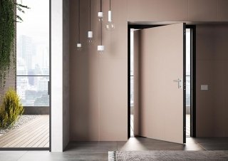 La porta è disponibile in quattro soluzioni di montaggio, per ospitare o meno boiserie interne, esterne o entrambe. Le boiserie sono realizzabili in qualunque materiale. In foto boiserie interna proposta in finitura laccata come il rivestimento della porta. La porta è disponibile in quattro soluzioni di montaggio, per ospitare o meno boiserie interne, esterne o entrambe. Le boiserie sono realizzabili in qualunque materiale. In foto boiserie interna proposta in finitura laccata come il rivestimento della porta.