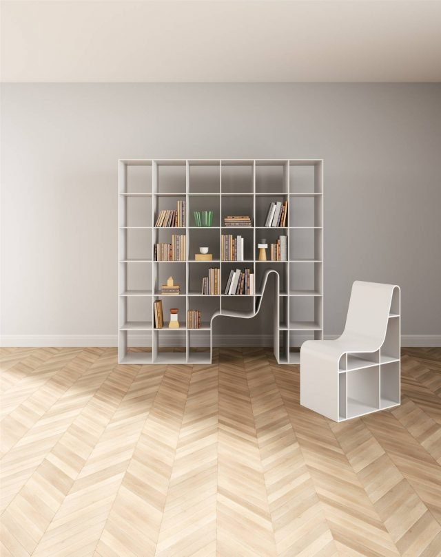 Bookshelf-Bookchair di Alias è la nuova libreria, design Sou Fujimoto, che ingloba anche una sedia coordinata che può essere inserita perfettamente all'interno o sistemata liberamente in casa. La struttura con una forma compatta è realizzata in pannelli in fibra di legno o multistrato impiallacciato laccato bianco. www.aliasdesign.it Bookshelf-Bookchair di Alias è la nuova libreria, design Sou Fujimoto, che ingloba anche una sedia coordinata che può essere inserita perfettamente all'interno o sistemata liberamente in casa. La struttura con una forma compatta è realizzata in pannelli in fibra di legno o multistrato impiallacciato laccato bianco. www.aliasdesign.it