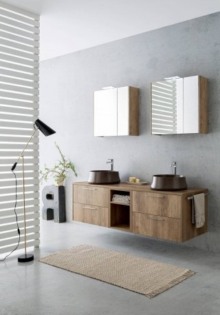 Tavolato e top in tavolato biscotto, lavabo da appoggio Prince 2 marrone velvet di cerasa Tavolato e top in tavolato biscotto, lavabo da appoggio Prince 2 marrone velvet di cerasa