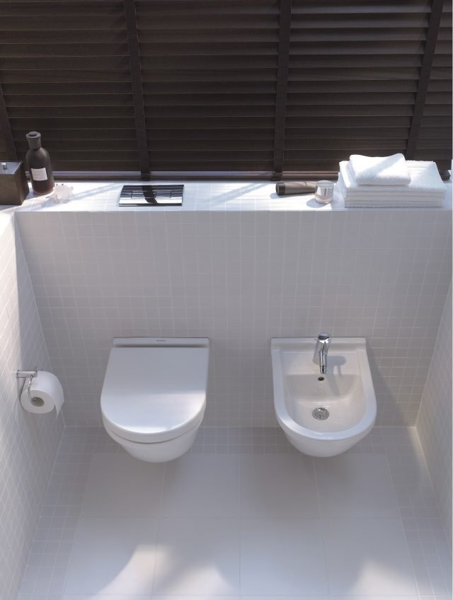 sanitari sospesi in ceramica bianca Compact Starck 3 design by Philippe Starck di Duravit sanitari sospesi in ceramica bianca Compact Starck 3 design by Philippe Starck di Duravit