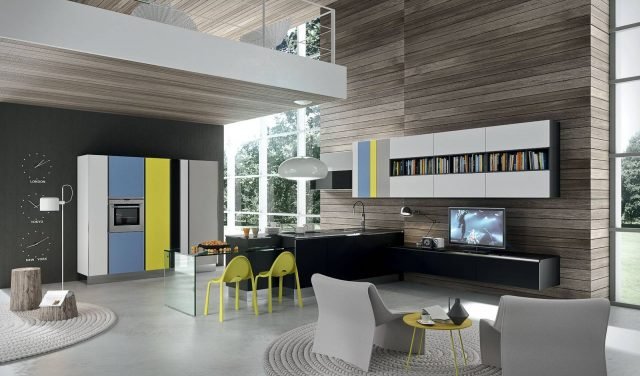 cucina colorata dal nero al giallo limone al celeste Bijou Glass di Aran cucina colorata dal nero al giallo limone al celeste Bijou Glass di Aran