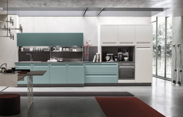cucina colorata Verde Riace Opaco e Bianco Opaco Rewind di Stosa cucina colorata Verde Riace Opaco e Bianco Opaco Rewind di Stosa