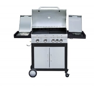 Il barbecue a gas in acciaio inox Montana 4 di Sunday è disponibile in due versioni, da 134 e da 144 cm di larghezza. Montato su ruote, permette cinque diverse modalità di cottura trasformandosi in una vera e propria mini-cucina trasportabile. Misura L144xP52xH115 cm. Prezzo 690 euro. www.sundaygrill.com Il barbecue a gas in acciaio inox Montana 4 di Sunday è disponibile in due versioni, da 134 e da 144 cm di larghezza. Montato su ruote, permette cinque diverse modalità di cottura trasformandosi in una vera e propria mini-cucina trasportabile. Misura L144xP52xH115 cm. Prezzo 690 euro. www.sundaygrill.com