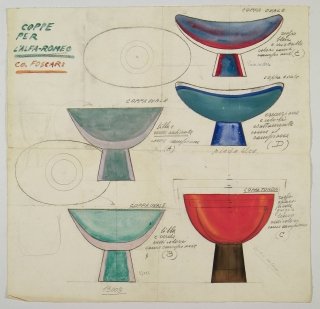 Disegno di Flavio Poli di coppa per Seguso