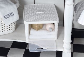 contenitore multiuso e sovrapponibile Infinity box di Bama con coperchio e apertura frontale contenitore multiuso e sovrapponibile Infinity box di Bama con coperchio e apertura frontale