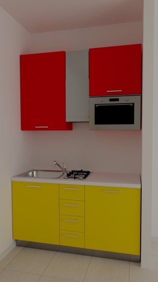 cucina piccolissima disponibile laccata opaco o laminata rossa e gialla Tiny di Mobilificio Cavinato cucina piccolissima disponibile laccata opaco o laminata rossa e gialla Tiny di Mobilificio Cavinato