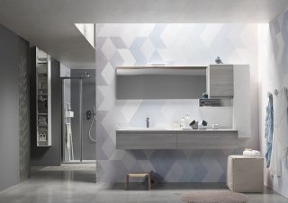 composizione 66 di Arcom mobile bagno dalla finitura in Olmo jeres grigio e particolari Ares 50 Solare composizione 66 di Arcom mobile bagno dalla finitura in Olmo jeres grigio e particolari Ares 50 Solare