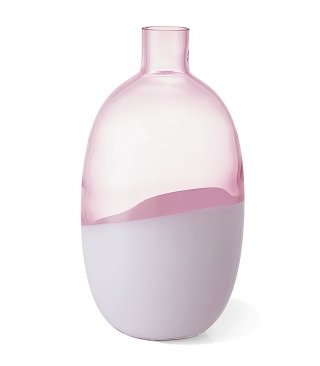 vaso in vetro metà trasparente e metà opaco, bianco e rosa Formlig di Ikea vaso in vetro metà trasparente e metà opaco, bianco e rosa Formlig di Ikea