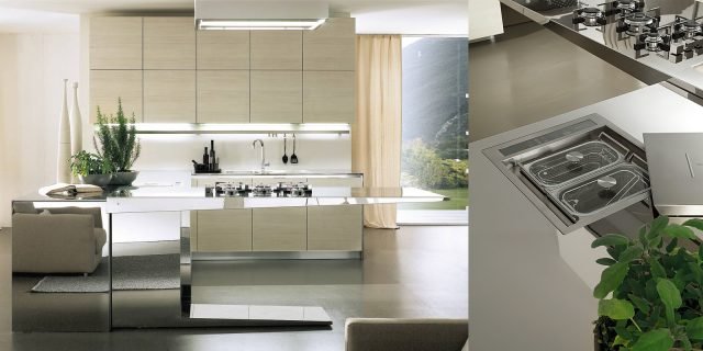 ▲ Vision di Gatto si distingue per il piano a sbalzo in acciaio inox in finitura mirror, attrezzato con un'area cottura a induzione e con fuochi a gas. Un innovativo sistema a calamita permette di rimuovere completamente i reggipentola per una facile pulizia della superficie. È disponibile in 2 misure,con lunghezza di 180 e 240 cm e profondità di 80 cm. Prezzo su progetto. ▲ Vision di Gatto si distingue per il piano a sbalzo in acciaio inox in finitura mirror, attrezzato con un'area cottura a induzione e con fuochi a gas. Un innovativo sistema a calamita permette di rimuovere completamente i reggipentola per una facile pulizia della superficie. È disponibile in 2 misure,con lunghezza di 180 e 240 cm e profondità di 80 cm. Prezzo su progetto.