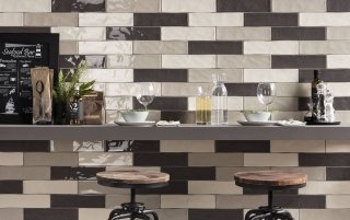 Polis Ceramiche, Collezione Charlestone, il rivestimento lucido in pasta bianca. Sky grey + Brown sugar + Desert rose 7,5x30 Polis Ceramiche, Collezione Charlestone, il rivestimento lucido in pasta bianca. Sky grey + Brown sugar + Desert rose 7,5x30