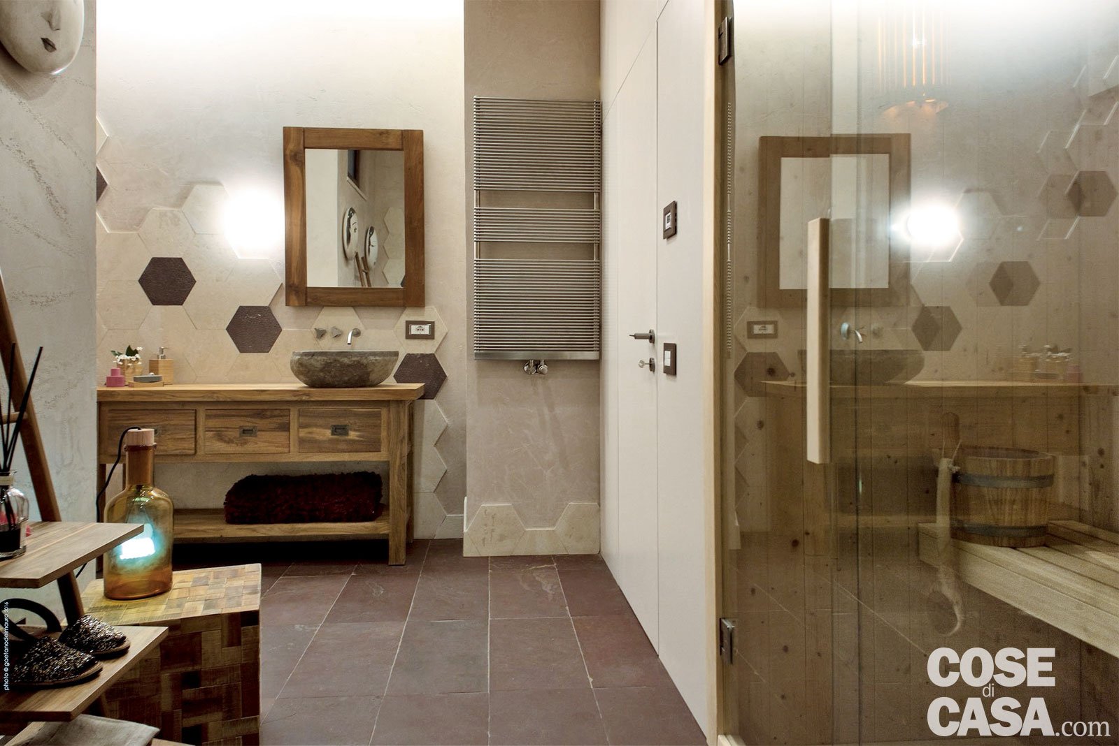 Rustico moderno: una casa con un mobile che divide cucina e ... Bagni rustici piccoli