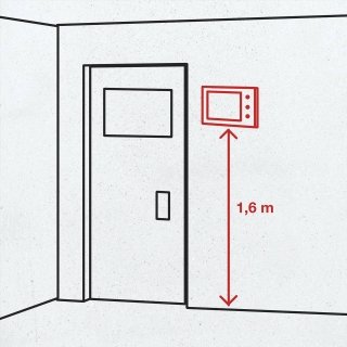 Quindi, segnare anche la posizione del monitor da installare in casa, su un muro, a 1,2 m da terra. Quindi, segnare anche la posizione del monitor da installare in casa, su un muro, a 1,2 m da terra.